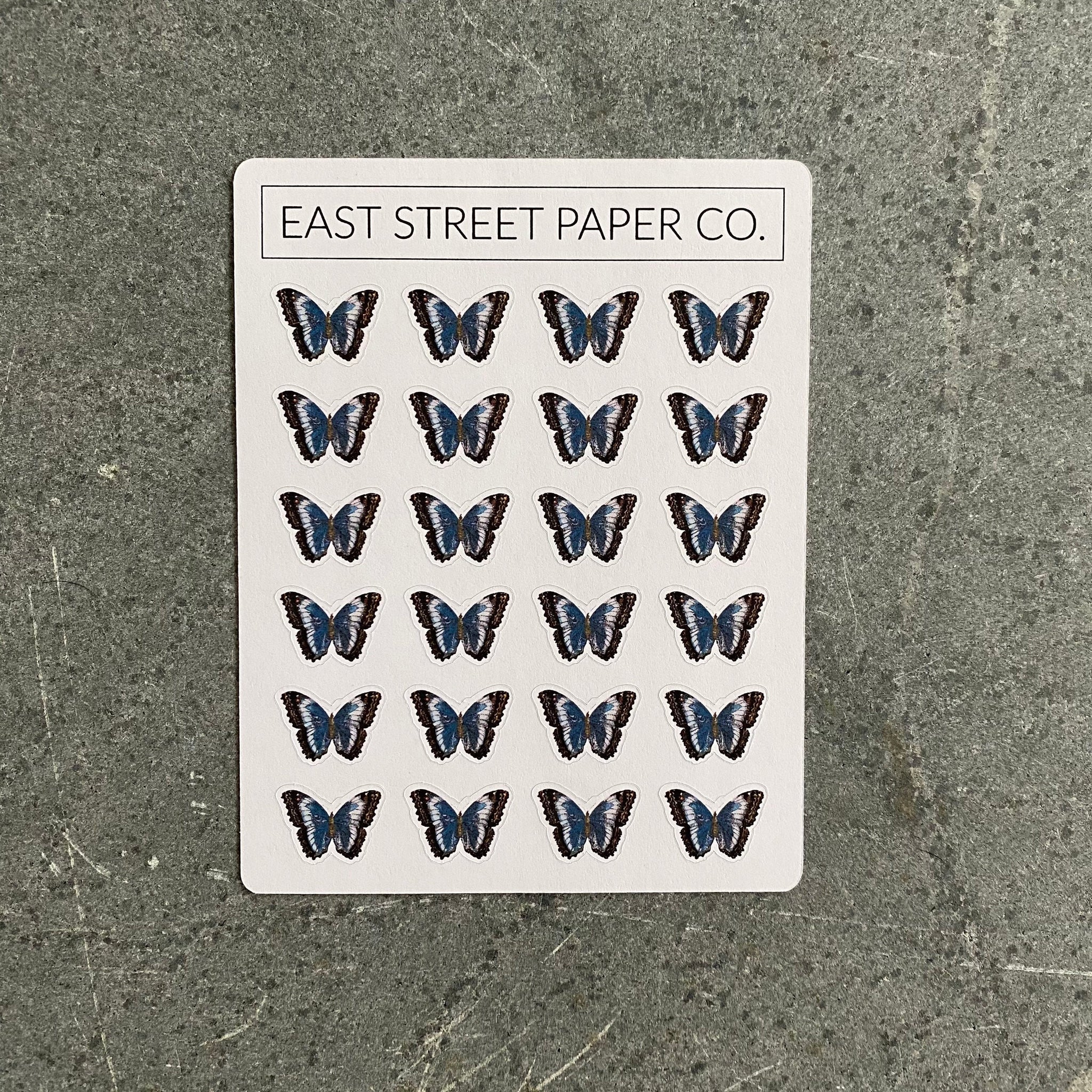 Blue Black Butterfly Mini Planner Stickers